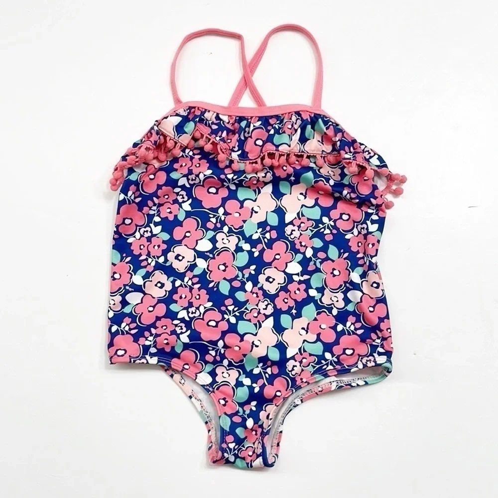 Toddler girls floral print one piece swimsuit